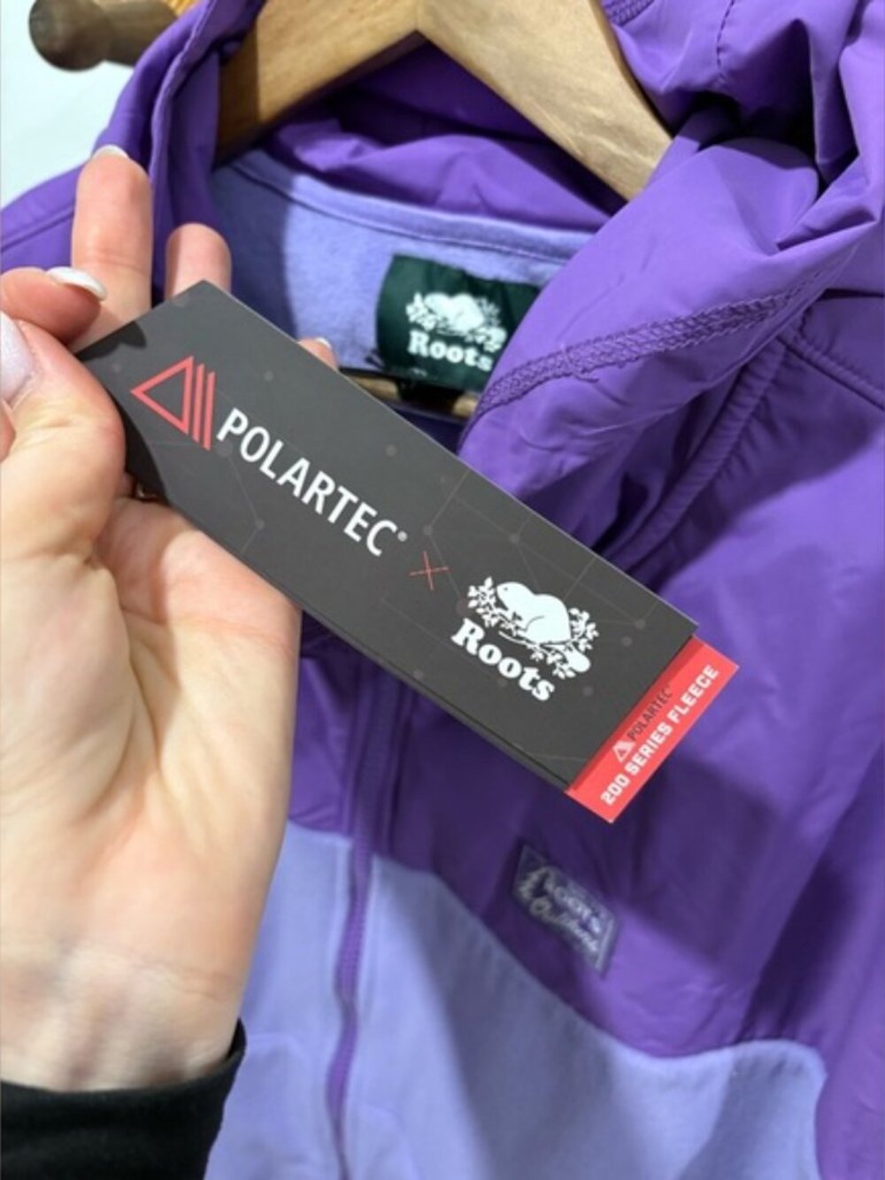 NWT Roots x Polartec Collaboration Two-Tone Purple Fleece Jacket Hoodie - Picture 3 of 10